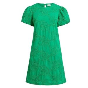 J.Crew Factory Eyelet Puff Sleeve Mini Dress Dublin Green Size 6